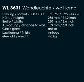 Aplica iluminat exterior din fier forjat, WL 3631