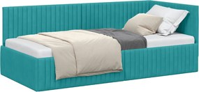 vidaXL Cadru de pat colțar cu headboard Turcoaz 90 cm x 200 cm Catifea