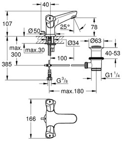 GROHE 21390001 - Baterie pentru lavoar COSTA L DN 15, crom lucios