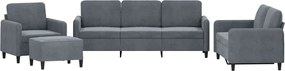 vidaXL Set de canapele, 4 piese, gri închis, catifea