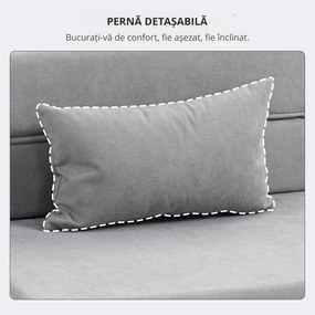 HOMCOM Sofa la sol, canapea tapițată, transformabilă în saltea, spumă, pernă, Gri deschis | Aosom Romania