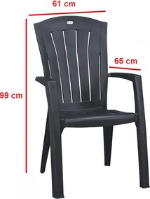 Scaun de grădină din plastic Santorini, grafit