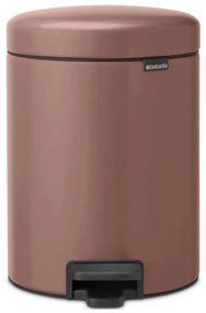 Cos de gunoi cu pedala Brabantia NewIcon 1008841, 5 L, Inchidere lina, Baza antiderapanta, Finisaj satinat, Maro
