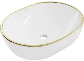 Chiuvetă pe blat Mexen Viki 48 x 35 cm, alb/auriu margine - 21054805