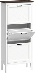 HOMCOM Dulap pentru pantofi 18 perechi, dulap îngust cu 3 sertare basculante și rafturi reglabile, alb | Aosom Romania