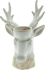 Suport lumanare, gri, din portelan, H21 cm, Reindeer