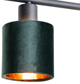 Lampă suspendată modernă neagră cu abajur verde 4 lumini - Merwe