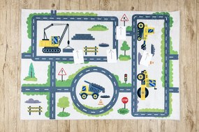 BAMBINO 2223 covor lavabil Străzi, mașini pentru copii anti-alunecare cremă - SECUNDAR-COTATI PRODUSUL