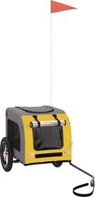 vidaXL Remorcă bicicletă animale companie, galben/gri, oxford/fier