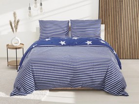 Lenjerie de pat din bumbac albastru WHITE STRIPES