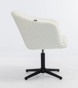 HR832CROSS Scaun Alb Teddy Cord cu Bază Neagră