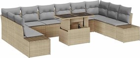 vidaXL Set de canapele pentru grădină 11 pcs Bej Rattan poli