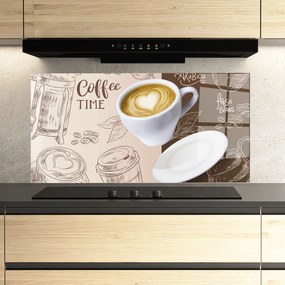 Panou Sticla Bucatarie, 60x150cm, Protectie aragaz, Antistropi, Termorezistent, Alimente, Cafea, Coffee Time