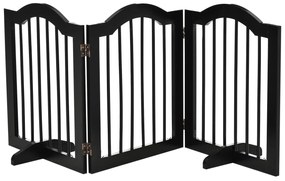 PawHut Barieră de siguranță barieră modulabilă pliabilă pentru animale de companie cu picior de suport MDF lemn masiv 154,5 x 61 cm negru | Aosom Romania