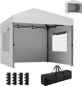 Outsunny Cort Pliabil Pop-up 3x3 m cu 3 Pereți 2 Ferestre Înălțime Reglabilă UPF50+ Husă Transport și Sacii de Nisip Alb | Aosom Romania