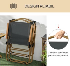 Outsunny Set 2 Scaune de Camping Pliabile cu Cotiere, 54x59x78 cm, Gri Închis | Aosom Romania