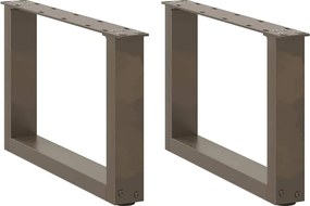 vidaXL Picioare pentru măsuță de cafea în formă de U, 2 buc., oțel natural, 50x(30-31) cm