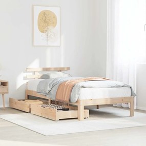 vidaXL Cadru de pat cu sertare, 75x190 cm, lemn masiv de pin