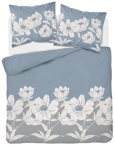 Cearșafuri din flanel - albastru cu motive florale 3 časti: 1ks 220x200 + 2ks 70x80