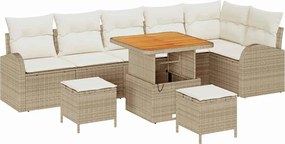 vidaXL Set de canapele pentru grădină cu pernă 9 pcs Bej poliratan