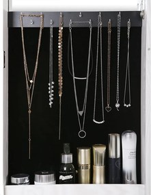 Dulap bijuterii cu oglinda, PAL, alb