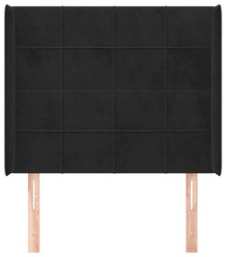 Tablie de pat cu aripioare, negru, 93x16x118 128 cm, catifea 1, Negru, 93 x 16 x 118 128 cm