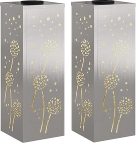 vidaXL Lumină LED Solară pentru Alei 2 pcs Argintiu Oţel inoxidabil