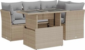 vidaXL Set canapele de grădină cu perne, 5 piese, bej, poliratan