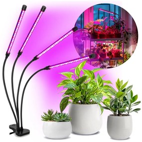 Lampă LED reglabilă cu clemă pentru plante VITARO 4xLED/10W/230V negru