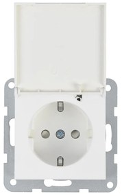 Priza simpla cu impamantare si capac, protectie copii, 16A, IP20, Seashell, Panasonic Karre Plus 55 Soft Touch