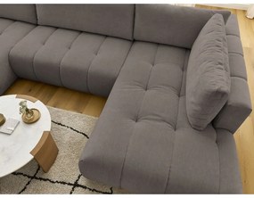 Colțar taupe extensibil/cu spațiu de depozitare (cu colț pe partea dreaptă/în formă de "U") Fuji – Bobochic Paris