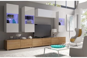 Mobilier living Calabria C11 (Alb + Stejar auriu) (fără iluminat). 1051633