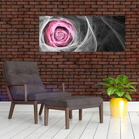 Tablou - Trandafir abstract, fucsia (120x50 cm)