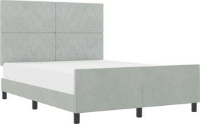 vidaXL Pat cu arcuri cu headboard Gri deschis 140 x 200 cm Catifea