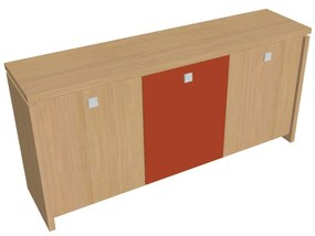 Dulap mic Verno 188 x 46 x 90 cm, uși combinate, stejar deschis / portocaliu
