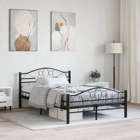 285288 vidaXL Cadru de pat, negru, 140 x 200 cm, oțel