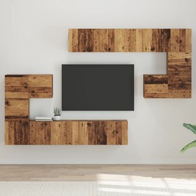 vidaXL Set comodă TV 8 pcs Lemn vechi Mediu 30.5 x 30 x 30 cm