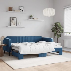 vidaXL Pat de zi cu extensie, albastru, 80x200 cm, catifea