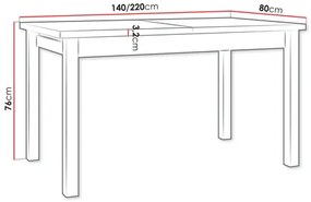 Masă sufragerie extensibilă Wodonas 80 x 140 220 I XL (Stejar grandson + Alb) (pentru 4-10 persoane). 1105414