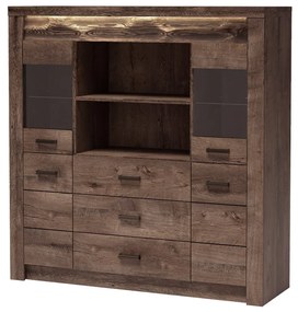 Vitrină Indie 22 (cu iluminat LED) (Arin închis). 1057815
