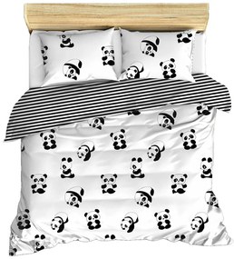 Lenjerie de pat pentru copii alb-negru pentru pat dublu 200x200 cm Panda – Mijolnir