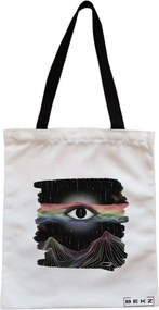 Sacosa de Panza pentru Cumparaturi, Geanta Tote, model Celestial Eye 9, Cu fermoar, 38x34.5 cm, Alba, BEKZ®