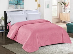 Cuvertura de pat roz cu model LEAVES Dimensiuni: 170 x 210 cm