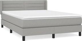vidaXL Pat box spring cu saltea, gri deschis, 140x190 cm, textil