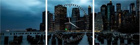 Tablou - Privire spre Zgârâie nori din New York (cu ceas) (90x30 cm)
