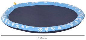 PawHut Piscină pentru câini, bazin de joacă, cu duză de apă, rotund, antiderapant, albastru, Ø150 cm | Aosom Romania