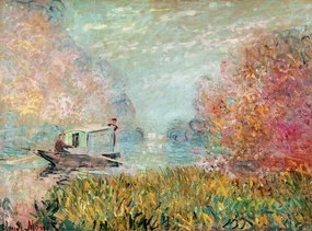 Monet, Claude - Artă imprimată The Boat Studio on the Seine, 1875, (40 x 30 cm)
