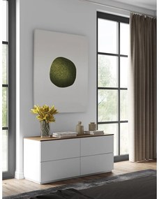 Comodă albă cu sertare și blat cu aspect de lemn de nuc TemaHome Join, 120x54 cm