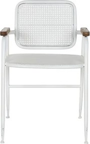 Scaun vintage din metal perforat, finisaj alb antichizat, 51×56×78 cm, „Merej"
