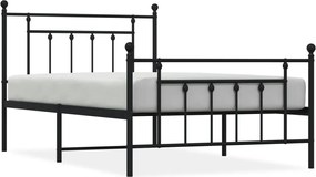 vidaXL Cadru pat metalic cu tăblii de cap/picioare, negru, 107x203 cm